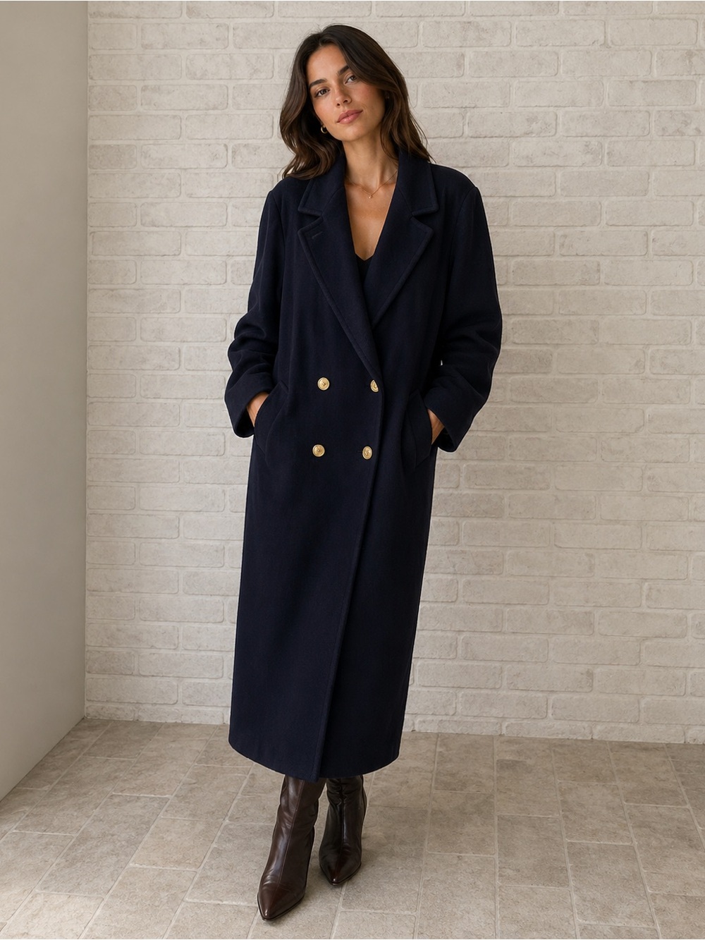Vintage Forecaster of Boston 100% Wool Coat Navy Gold Buttons Sz 9 USA Classic